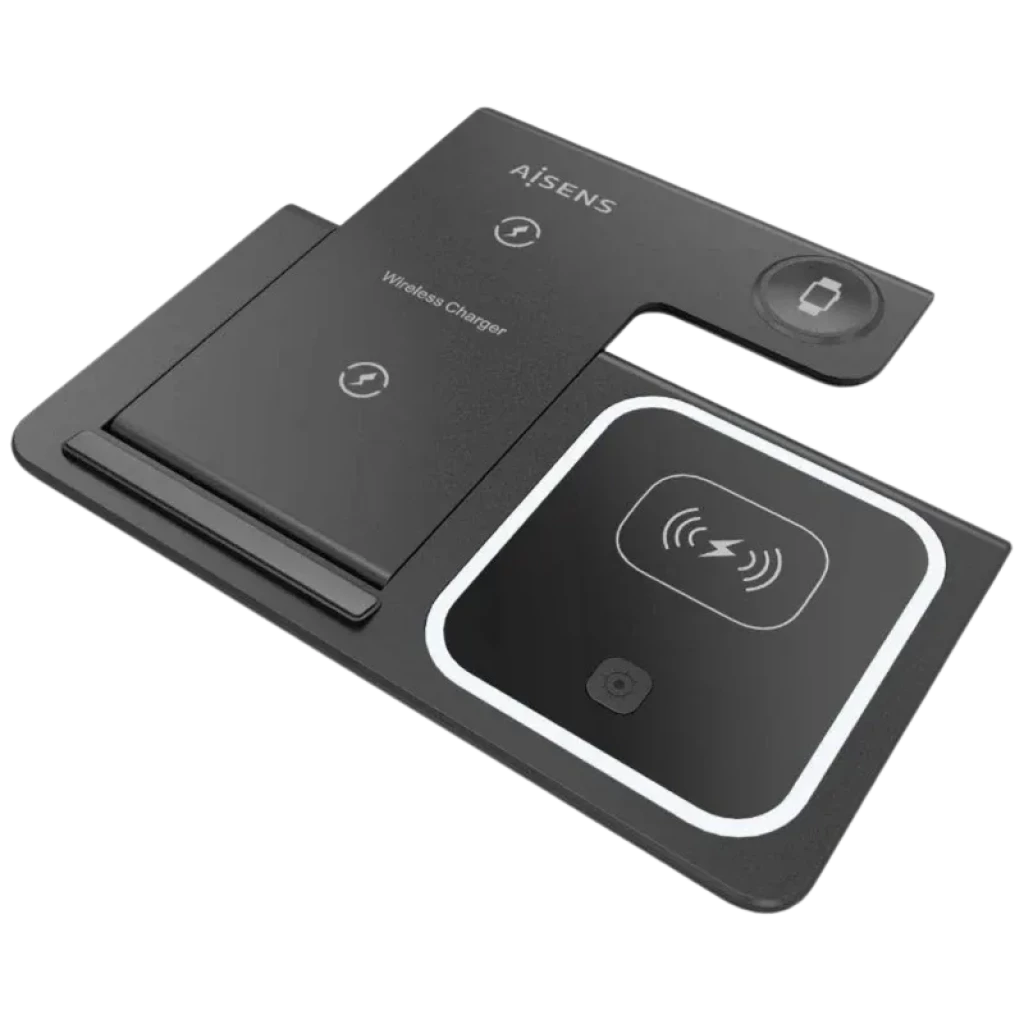 Aisens ASCH-15BK3BKC043-BK 3 em 1 Qi 15 BK Dobrável Preto - Base de carregamento sem fios - Item1