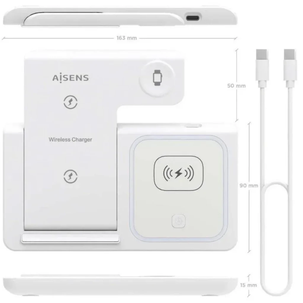 Aisens ASCH-15W3WC044-W 3 em 1 Qi 15 W Dobrável Branco - Base de carregamento sem fios - Item2
