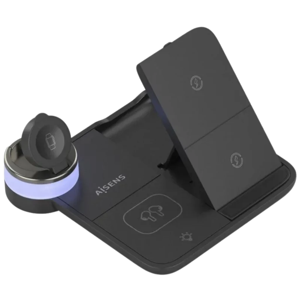 Aisens ASCH-15W4WC062-W Carregador sem fios 4 em 1 de 15 W com Qi, Preto - Item1