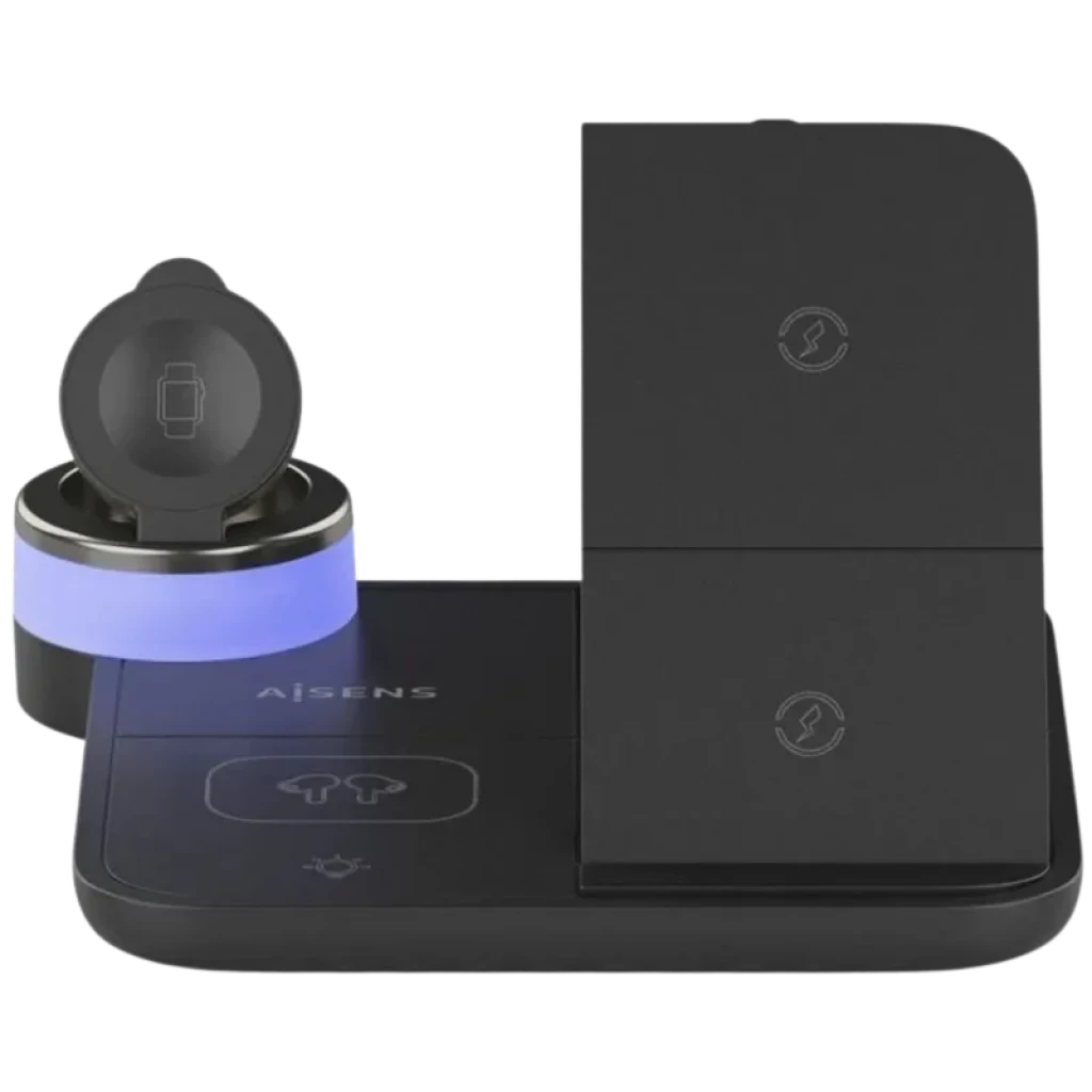 Aisens ASCH-15W4WC062-W Carregador sem fios 4 em 1 de 15 W com Qi, Preto - Item3