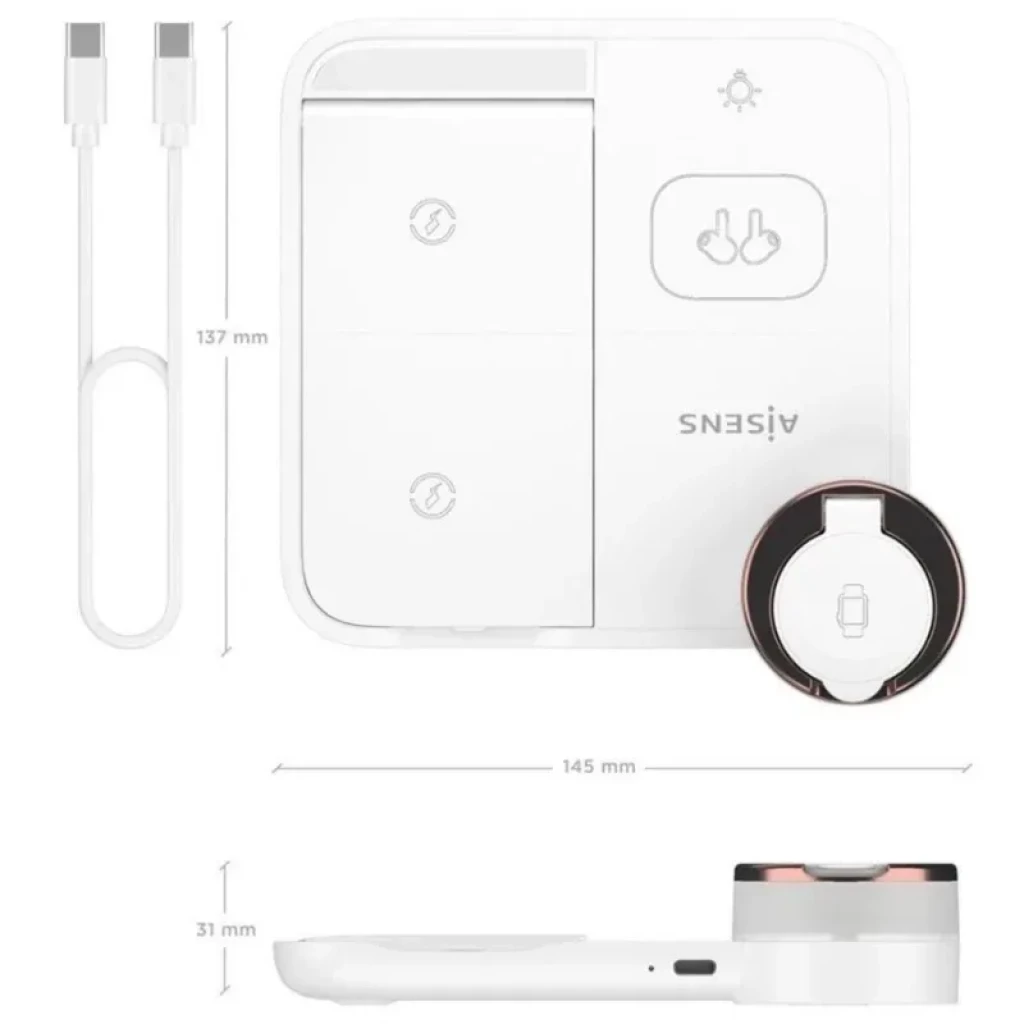Aisens ASCH-15W4WC061-W Carregador sem fios 4 em 1 de 15 W com Qi, branco - Item4