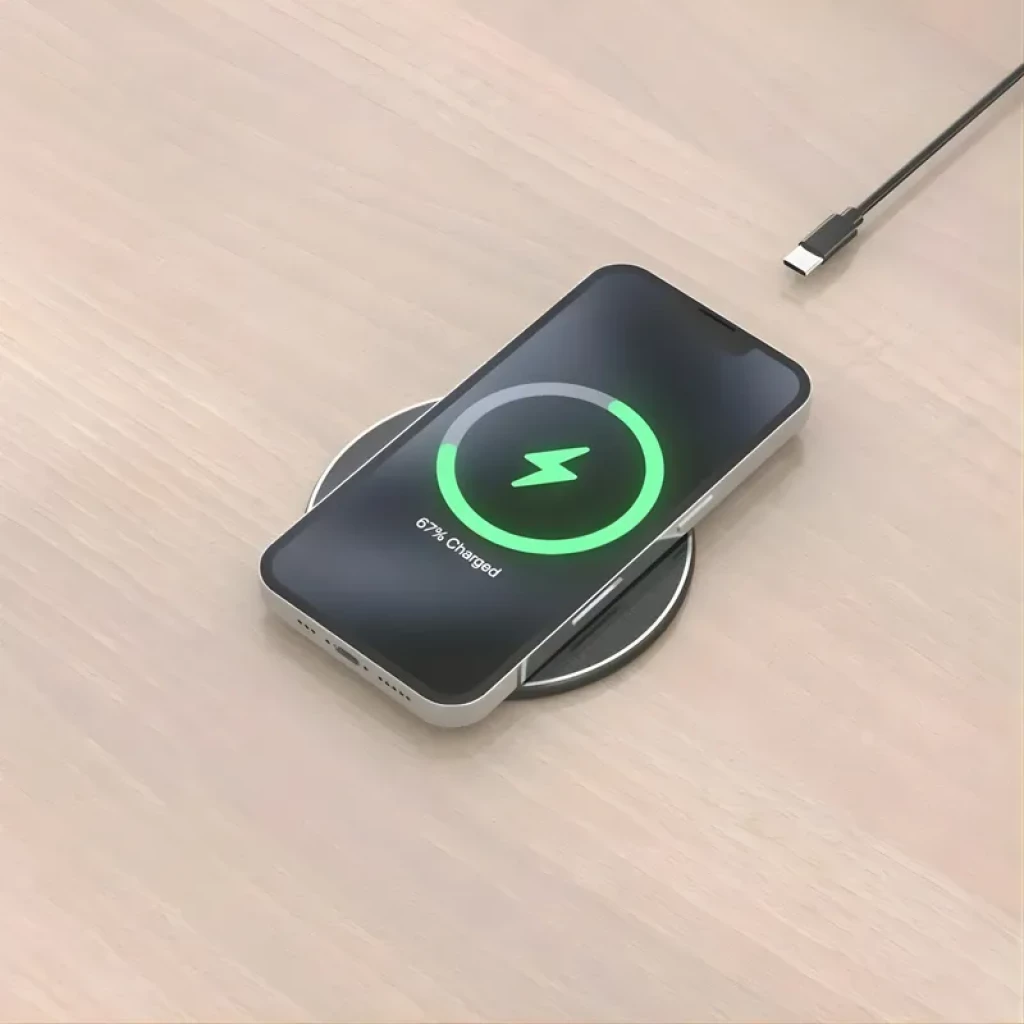 Aisens ASCH-15W1WC058-W Carregador sem fios Qi de 15 W com USB-C - Base de carregamento preta - Item3