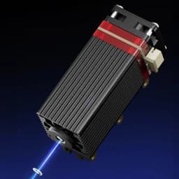 Module laser 5,5 W pour Graveur laser LONGER RAY5 mini S, tête à pointe fine 0,04 mm, faisceau bleu précis, dissipateur rainuré noir, accents rouges et
