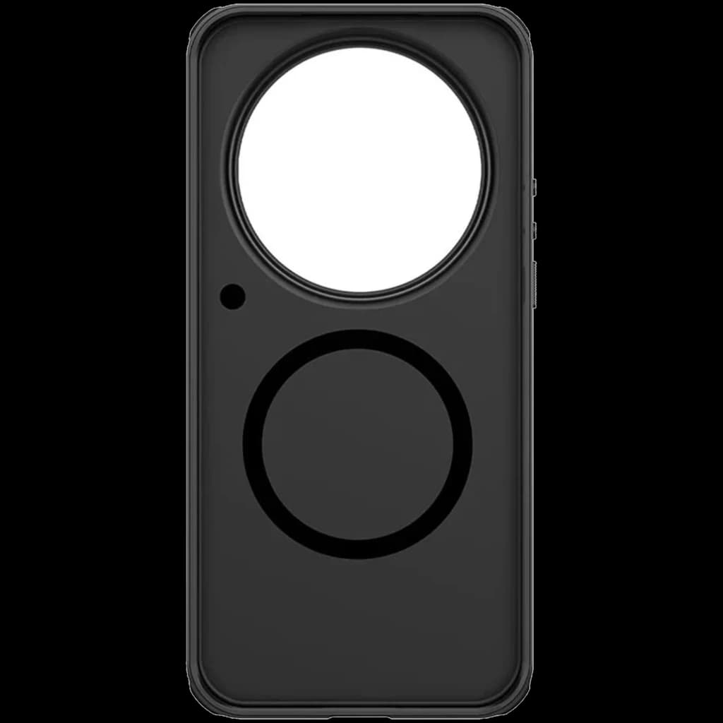 Coque magnétique noire Nillkin Super Frosted Shield Pro pour Xiaomi 17 Ultra, finition mate antidérapante, grand anneau caméra et cercle MagSafe visible