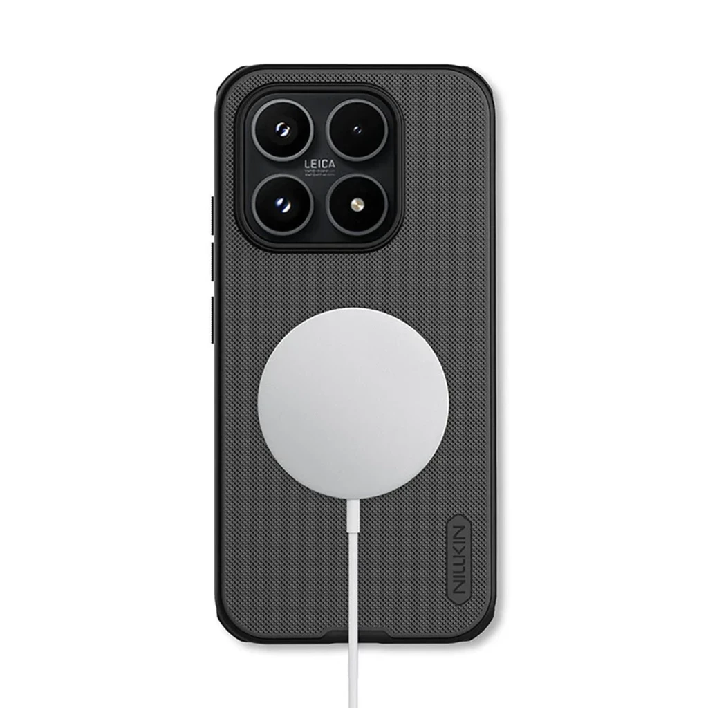 Coque magnétique Nillkin Super Frosted Shield Pro pour Xiaomi 17 Black, texture antidérapante, dos mat, anneau MagSafe blanc, bords renforcés, découpes - Ítem