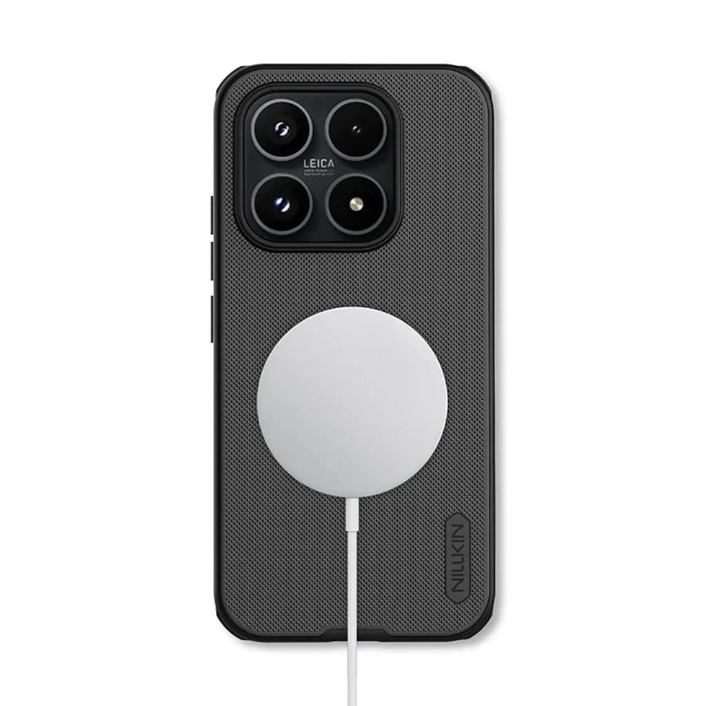 Coque magnétique Nillkin Super Frosted Shield Pro pour Xiaomi 17T Black, texture antidérapante, dos mat, anneau MagSafe blanc, bords renforcés, découpes