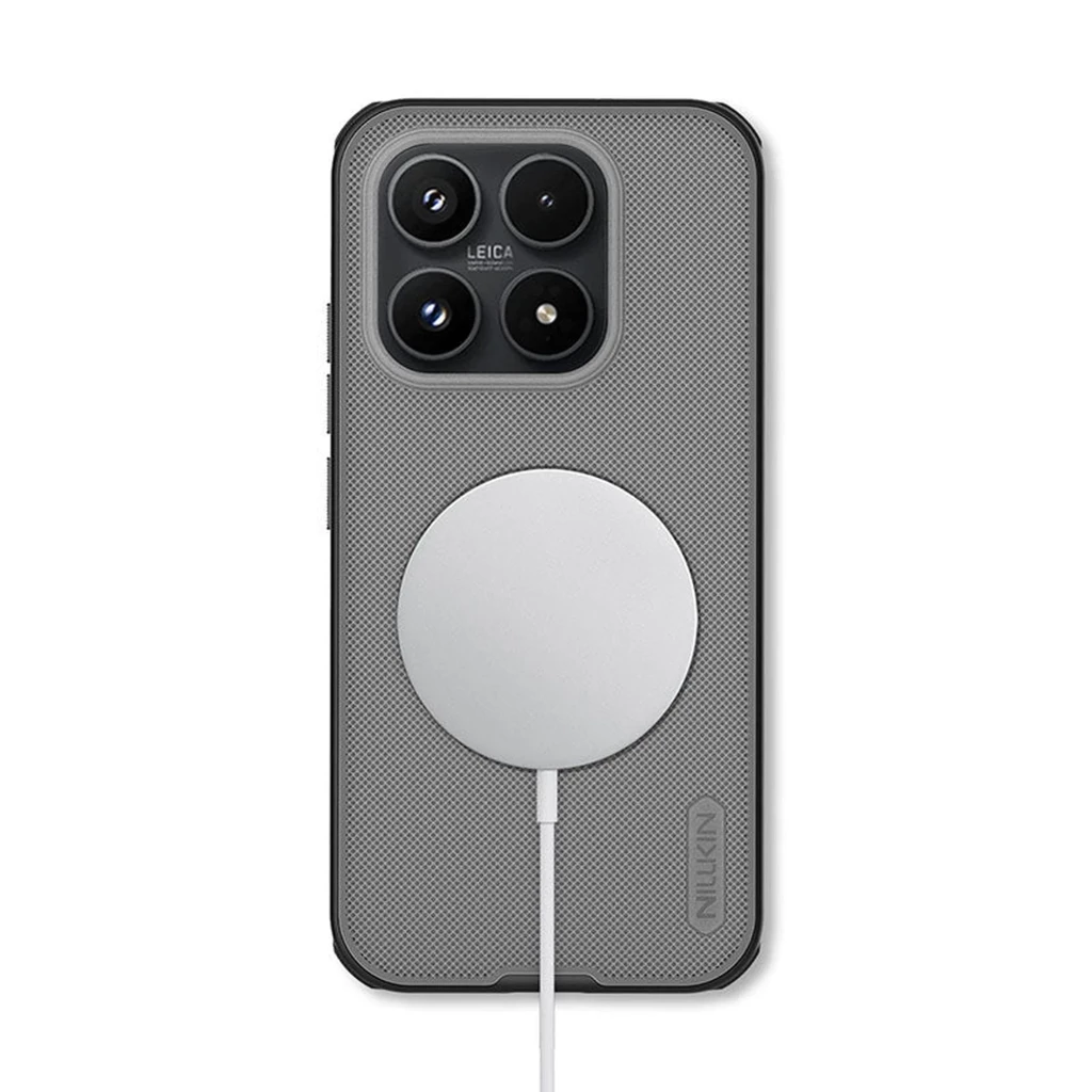 Coque magnétique Nillkin Super Frosted Shield Pro pour Xiaomi 17, dos transparent fumé, cadre noir, texture antidérapante, coins renforcés, découpe - Ítem