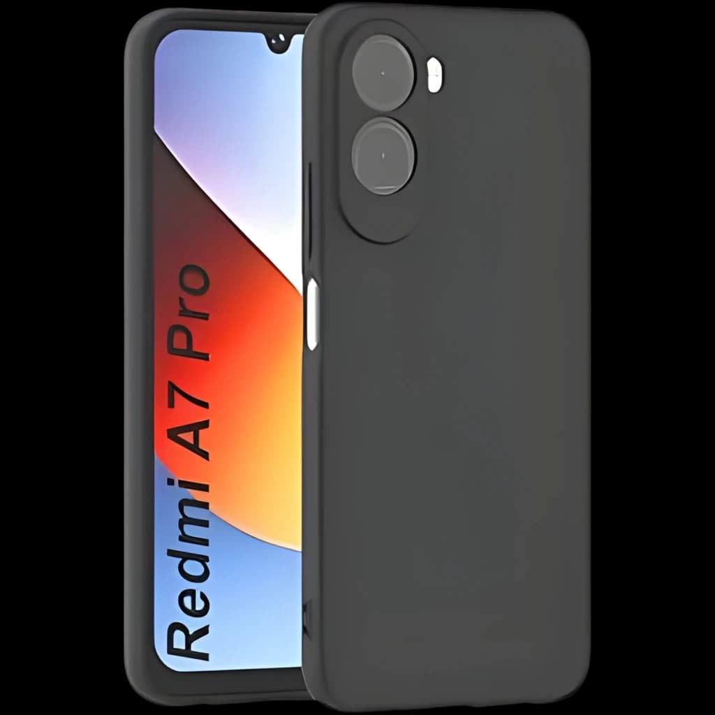 Funda Square Liquid Premium negra para Xiaomi Redmi A7 Pro y Poco C81 Pro, acabado mate antideslizante, bordes elevados y recortes precisos para cámara y
