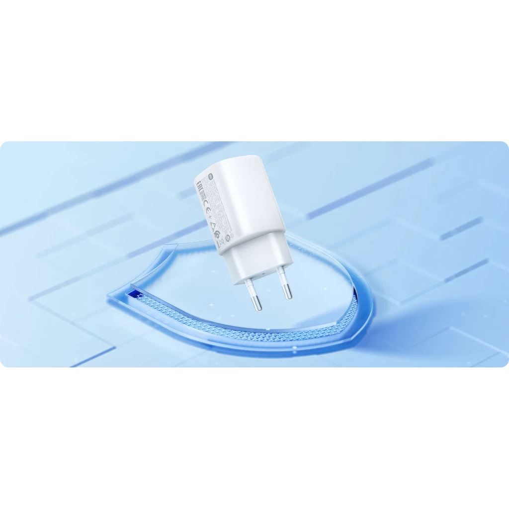 Xiaomi 45W Nano Turbo Cargador 2‑Puertos, cuerpo compacto blanco con clavija europea y dos puertos USB‑C anaranjados, diseño minimalista y portátil - Ítem5