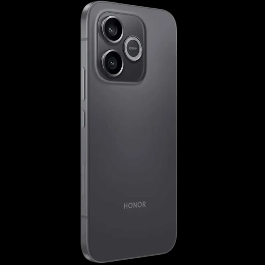 Honor 600 Lite 5G 128 Go noir avec module photo arrière bicolore, double capteur proéminent 108 MP, finition mate élégante et bords plats épurés
