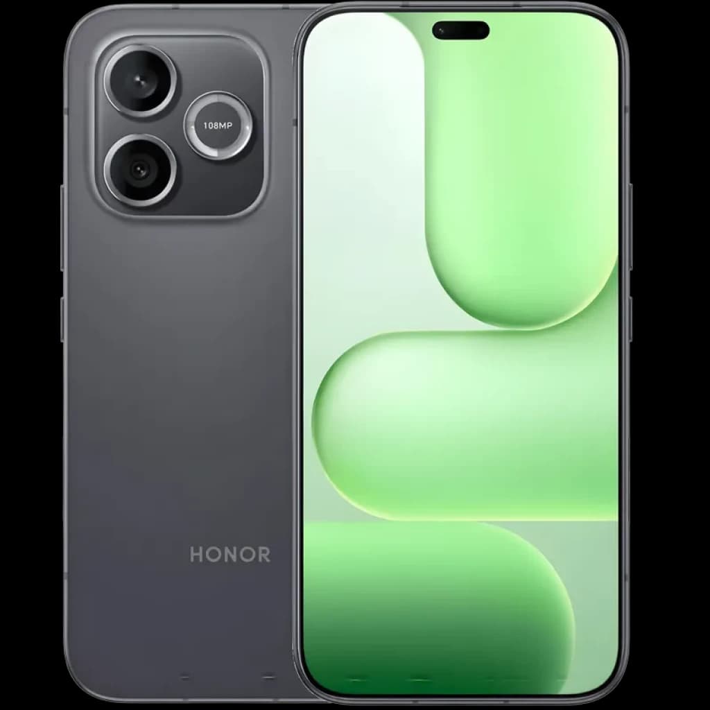 Honor 600 Lite 5G noir avec écran AMOLED 120 Hz bord à bord, poinçon double, module photo double 108 MP proéminent, design fin et élégant