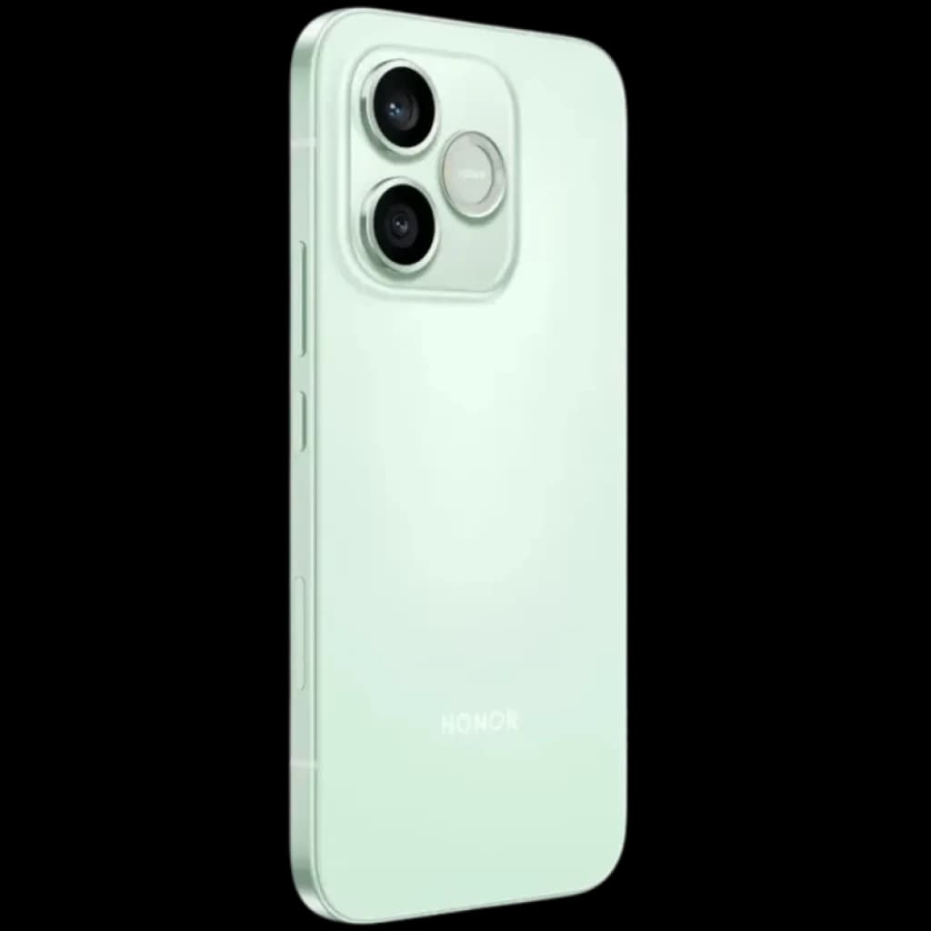 Honor 600 Lite 5G Verde Sprout com traseira fosca, módulo duplo de câmeras salientes e flash circular; design fino com botões laterais discretos