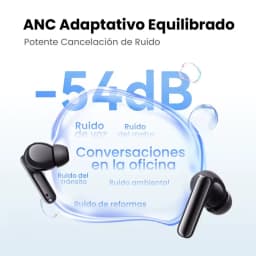 Auriculares blancos Haylou Flowbuds N55 con ANC adaptativo 54 dB, diseño in-ear con vástago corto, reducción de ruido de voz, motor, tránsito y ambiente