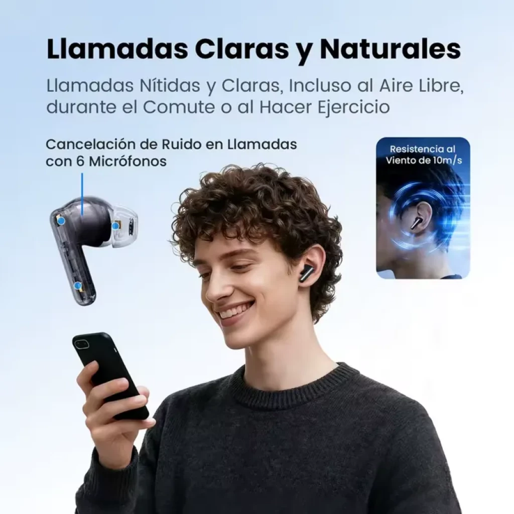 Haylou Flowbuds N55 Noir, ANC adaptatif, 54 dB, audio haute résolution LDAC - Écouteurs sans fil - Ítem6