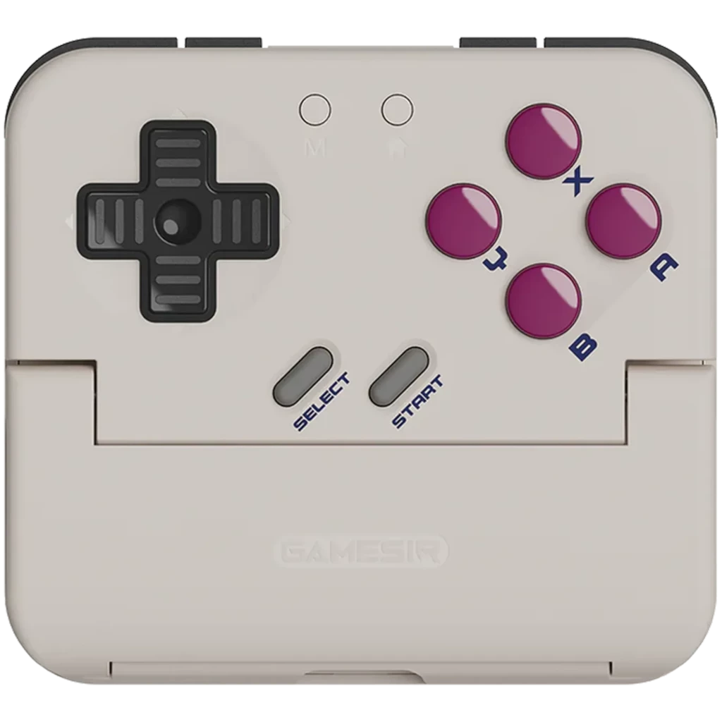 GameSir Pocket Taco P1 Gamepad para Android con diseño retro: cruceta negra, botones morados A B X Y, select y start, soporte tipo clip y acabado beige y - Ítem1