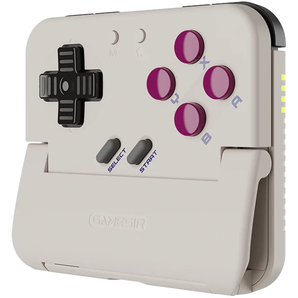 GameSir Pocket Taco P1 Gamepad para Android con diseño retro: cruceta negra, botones morados A B X Y, select y start, soporte tipo clip y acabado beige y - Ítem2