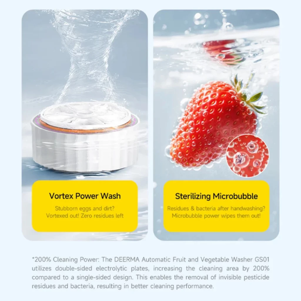 Deerma GS01 - Limpador portátil de frutas e legumes com tecnologia Vortex - Item5