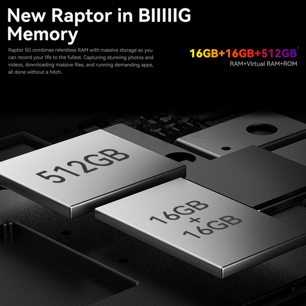 iiiF150 Raptor 5G robusto em preto com traseira texturizada, módulo de câmaras triplo industrial e ecrã AMOLED com leão em cores térmicas vibrantes - Item3