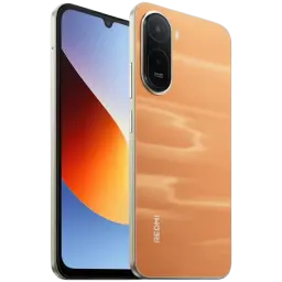 Xiaomi Redmi A7 Pro Orange Sunset con carcasa brillante, cámara dual trasera con módulo ovalado, pantalla IPS 6.9 con notch en V y bordes delgados