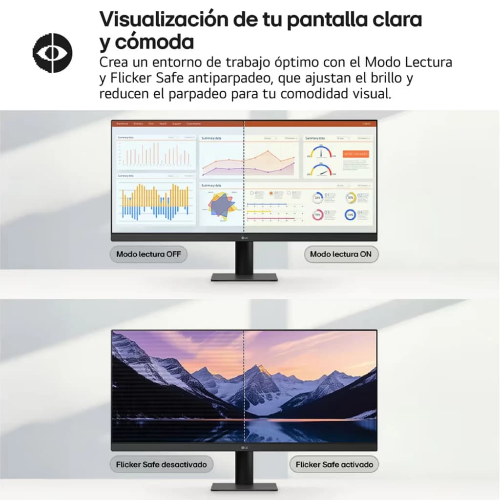 Monitor de PC LG UltraWide 34 IPS UWFHD 100 Hz com tela ampla 21:9, bordas finas, modo Leitura e Flicker Safe para conforto visual e multitarefa eficiente