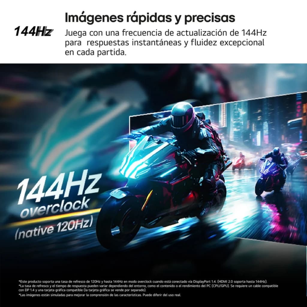 Monitor de jogos LG UltraGear 27 IPS FHD 144 Hz 1 ms GtG, tela com cores vivas e ação fluida, ideal para corridas e movimentos rápidos