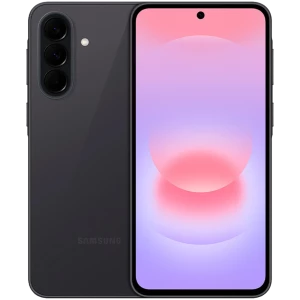 Samsung Galaxy A37 5G preto com ecrã plano de 6,6 polegadas, três câmaras traseiras verticais, furo central para câmara frontal e acabamento fosco elegante