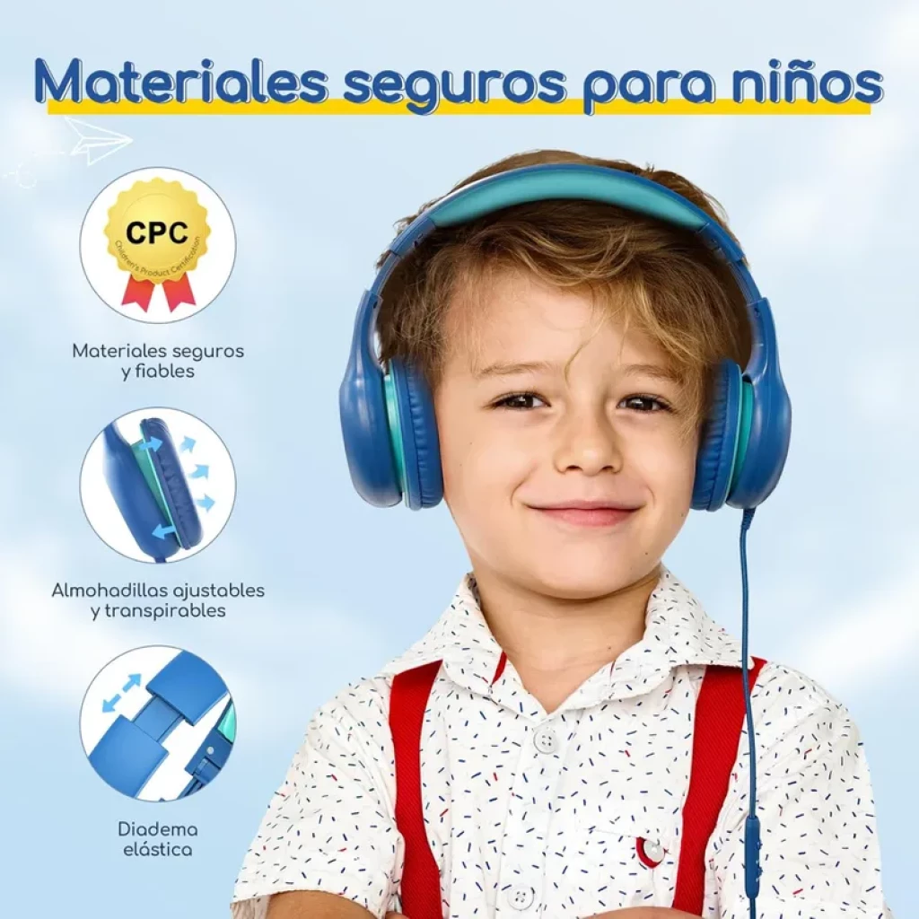 Earfun K1 Verde Azul Limitador 85/94dB SharePort - Auriculares para Niños - Ítem1
