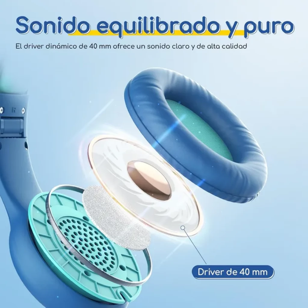 Earfun K1 Verde Azul Limitador 85/94dB SharePort - Auriculares para Niños - Ítem4