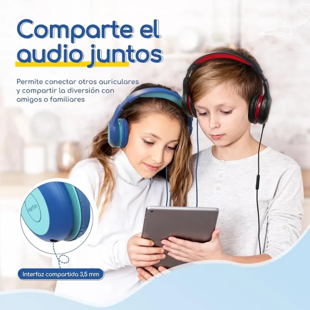 Earfun K1 Verde Azul Limitador 85/94dB SharePort - Auriculares para Niños - Ítem5