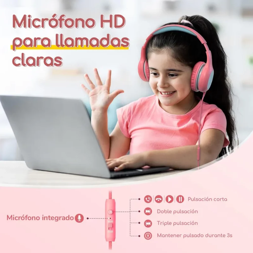 Earfun K1 Rosa Azul Limitador 85/94dB SharePort - Auriculares para Niños - Ítem1