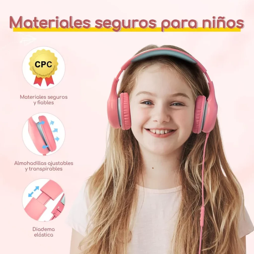 Earfun K1 Rosa Azul Limitador 85/94dB SharePort - Auriculares para Niños - Ítem2
