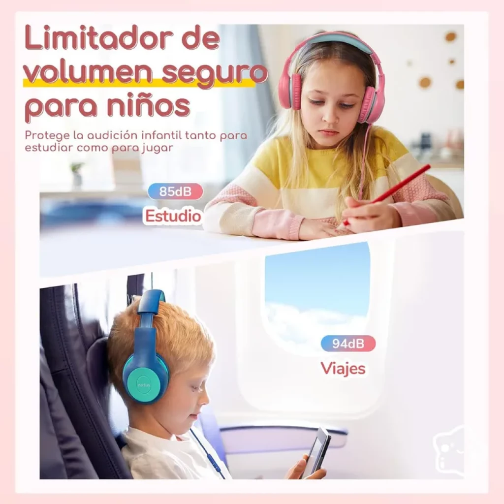 Earfun K1 Rosa Azul Limitador 85/94dB SharePort - Auriculares para Niños - Ítem4