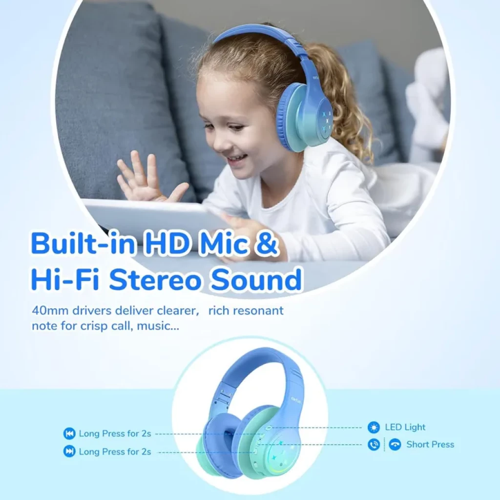 EarFun K4 RGB Bluetooth Verde – Auriculares Infantiles con 90h de Autonomía y Limitación de Volumen - Ítem2