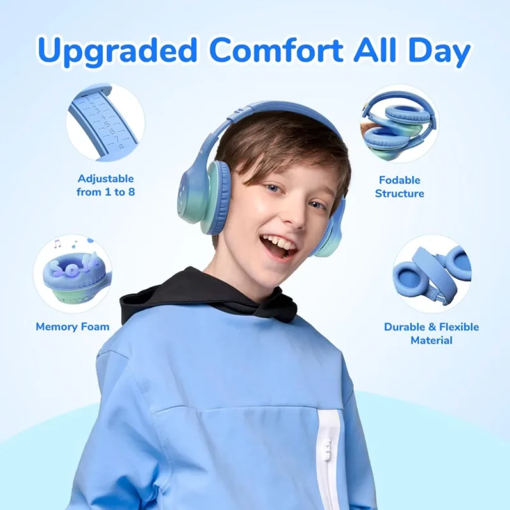 EarFun K4 RGB Bluetooth Verde – Auriculares Infantiles con 90h de Autonomía y Limitación de Volumen - Ítem3