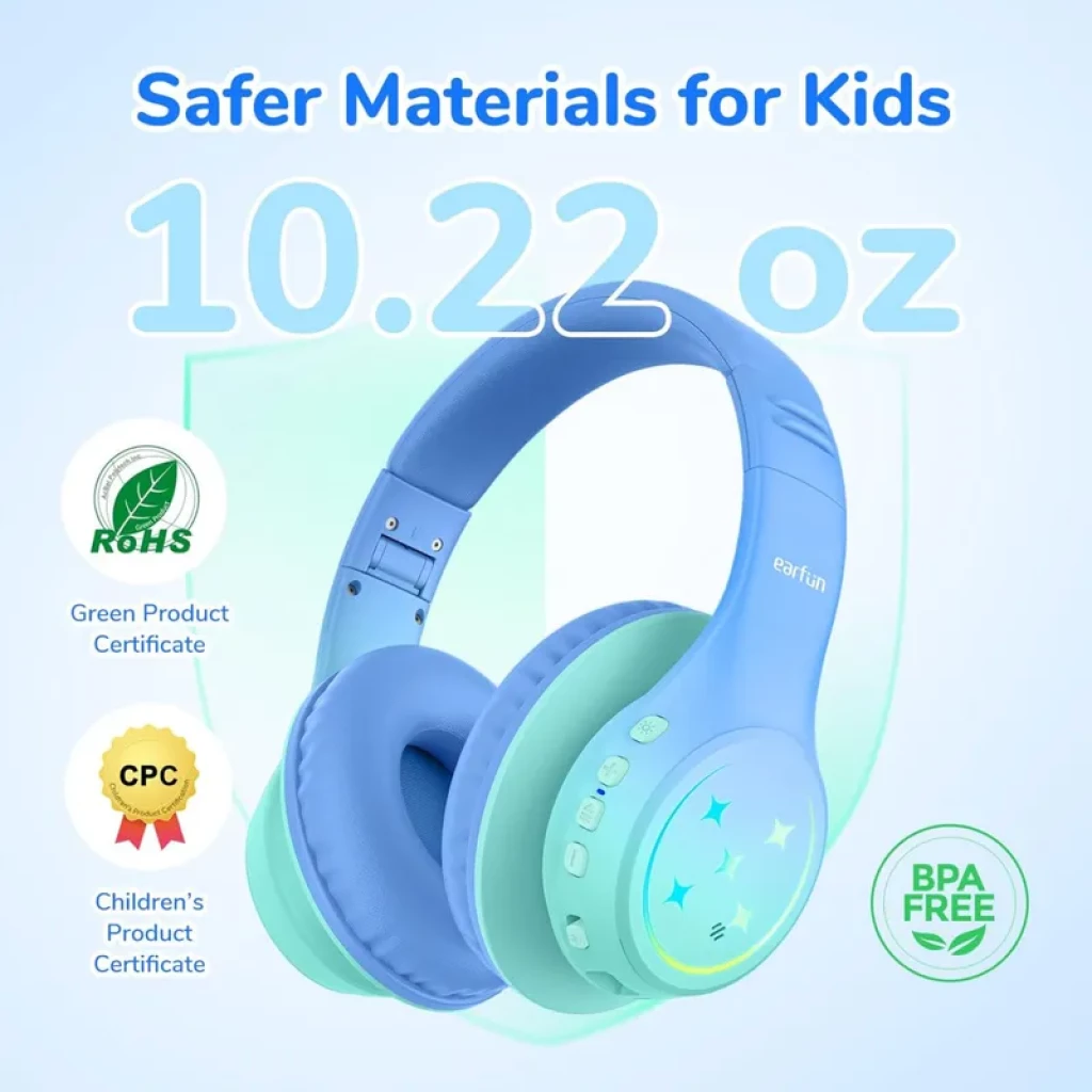 EarFun K4 RGB Bluetooth Verde – Auriculares Infantiles con 90h de Autonomía y Limitación de Volumen - Ítem4