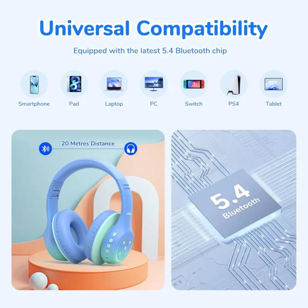 EarFun K4 RGB Bluetooth Verde – Auriculares Infantiles con 90h de Autonomía y Limitación de Volumen - Ítem6