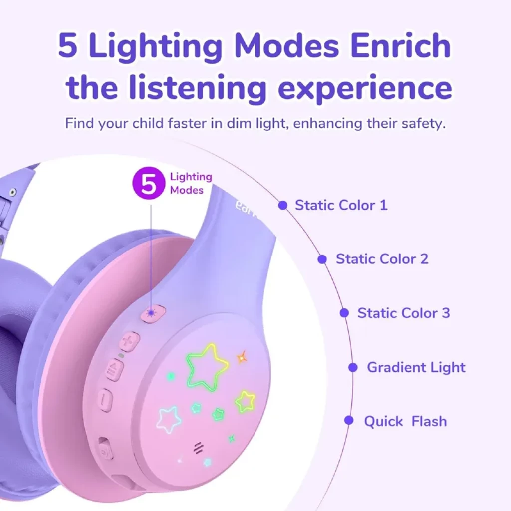 EarFun K4 RGB Bluetooth Violeta – Auriculares Infantiles con 90h de Autonomía y Limitación de Volumen - Ítem7