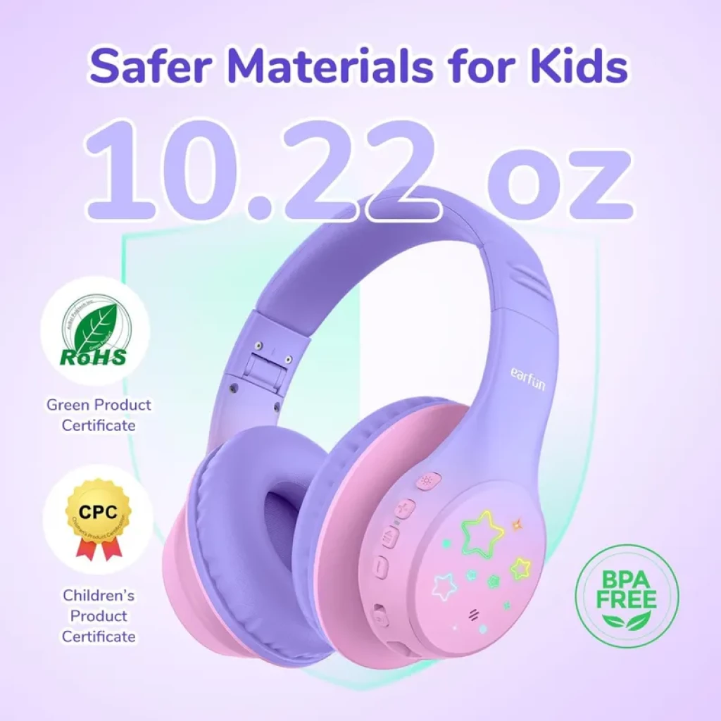 EarFun K4 RGB Bluetooth Violeta – Auriculares Infantiles con 90h de Autonomía y Limitación de Volumen - Ítem3
