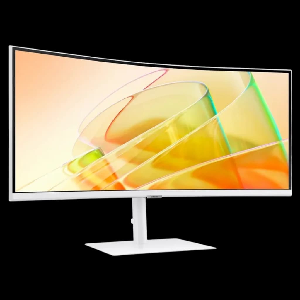 Monitor curvo 1000R de 34 pulgadas UltraWide QHD en color blanco, biseles finos y base ajustable; ideal para productividad con conexión Thunderbolt 4