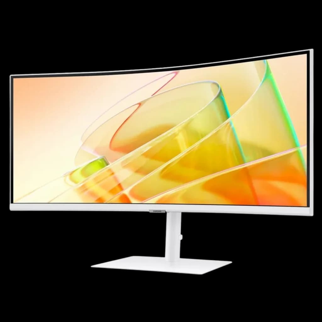 Monitor Samsung S65TC 34 pulgadas UltraWide QHD curvo 1000R en color blanco, biseles delgados, panel panorámico y base ajustable, Thunderbolt 4