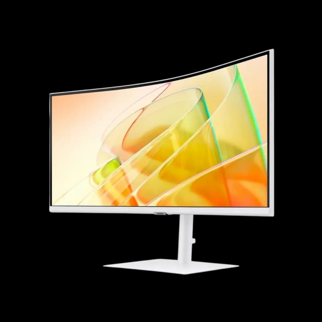 Monitor Samsung S65TC 34 pulgadas curvo 1000R UltraWide QHD en color blanco, marco delgado, pantalla sin reflejos, soporte ajustable, puerto Thunderbolt 4