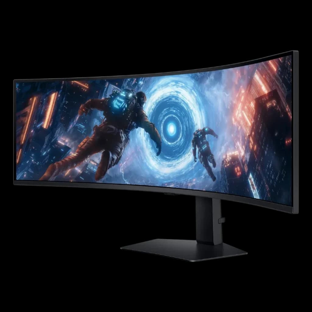 Vue à 45 degrés du Samsung Odyssey G9 G91F