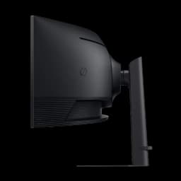 Vue latérale du Samsung Odyssey G9 G91F mettant en avant la courbure de 1000R et le support ergonomique réglable