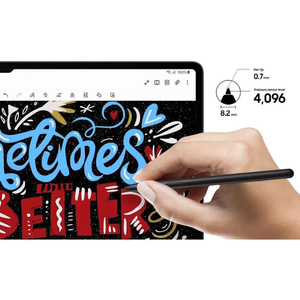 Samsung S Pen para Tab S9/S10 Negro, punta fina de 0.7 mm, 4096 niveles de presión, diseño delgado de 8.2 mm, ideal para dibujo y escritura precisa