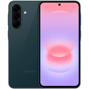 Samsung Galaxy A37 5G verde com traseira fosca, módulo triplo de câmeras alinhadas à esquerda e tela com furo central e bordas finas