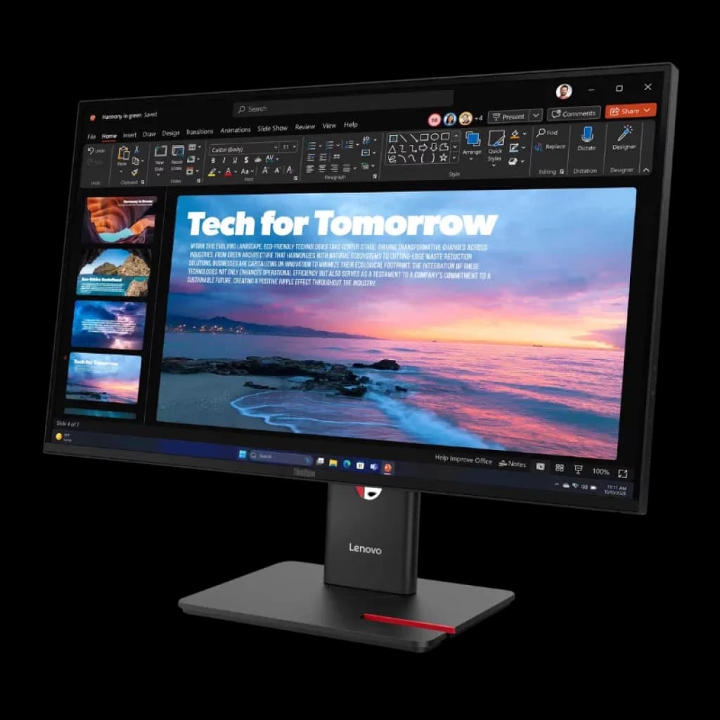Vista a 45 grados del Lenovo ThinkVision T27QD-40