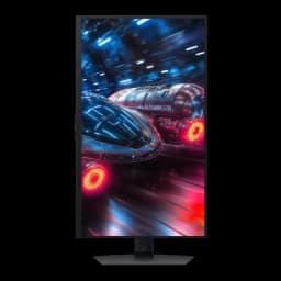Samsung Odyssey G7 G70F pivoté à 90 degrés, mode Dual Mode activé