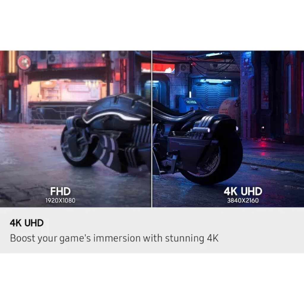 Comparaison entre la résolution FHD et la 4K UHD sur le moniteur gaming Samsung Odyssey G7 27 pouces : une netteté et un niveau de détail supérieurs
