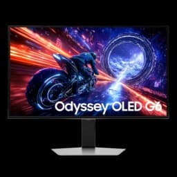 Monitor de jogos Samsung Odyssey G6 G60SF visto de frente, ecrã OLED de 27 polegadas