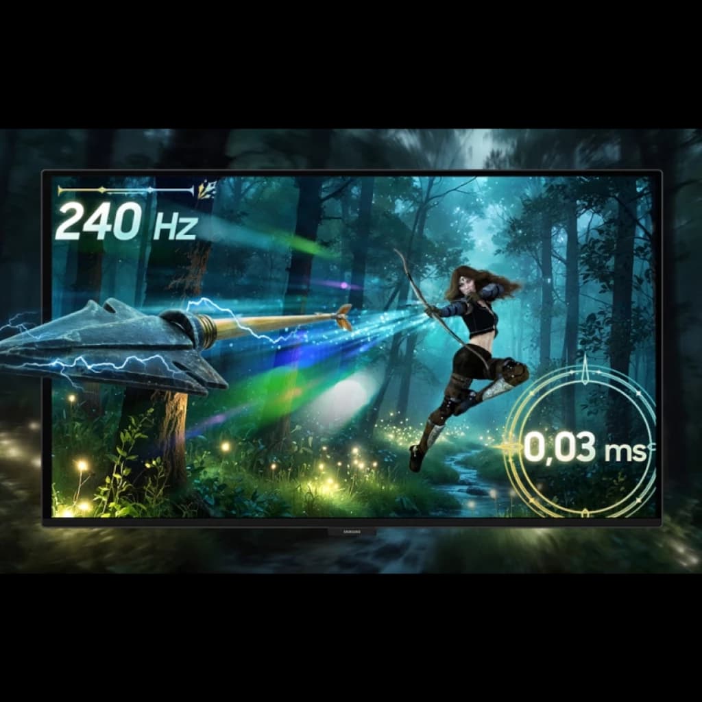 Monitor Samsung Odyssey OLED G6 27 QHD com painel QD‑OLED, 240 Hz e 0,03 ms, cores vibrantes e contraste profundo para jogos imersivos